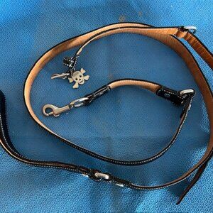 Black leather Coach dog collar and leash